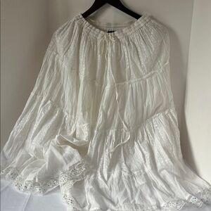 IVY White drawstring vintage boho Skirt